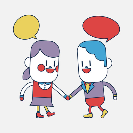 Character illustration design. Girl and boy talking cartoon,epsのイラスト素材