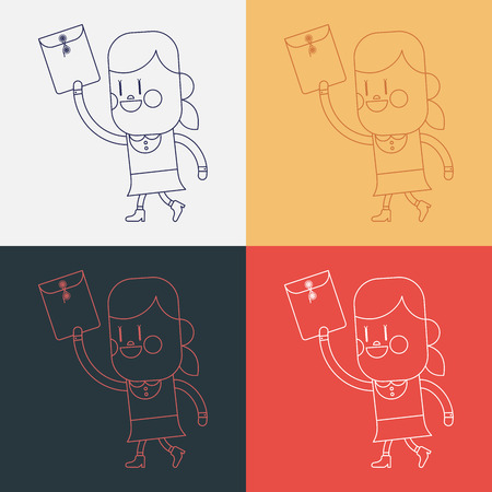 Character illustration design. Girl sending files cartoon,epsのイラスト素材