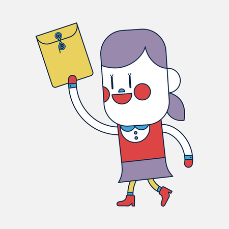 Character illustration design. Girl sending files cartoon,epsのイラスト素材