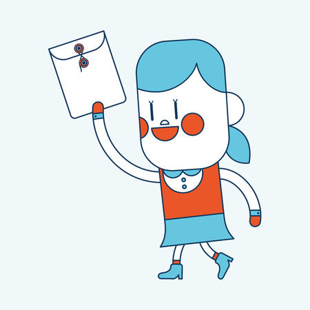 Character illustration design. Girl sending files cartoon,epsのイラスト素材