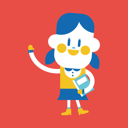 Character illustration design. Girl greeting people cartoon,epsのイラスト素材