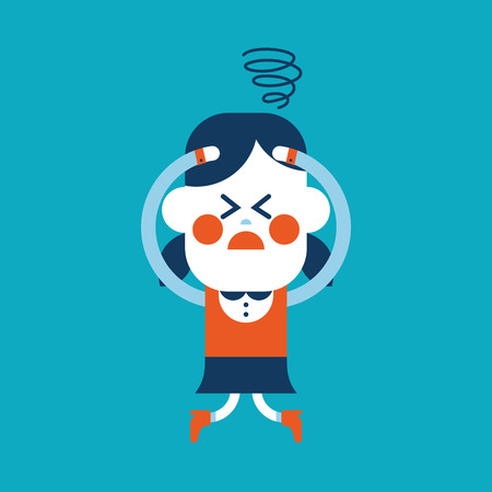 Character illustration design. Girl confused cartoon,epsのイラスト素材