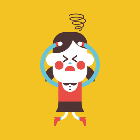Character illustration design. Girl confused cartoon,epsのイラスト素材