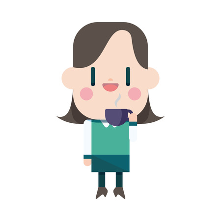 Character illustration design. Businesswoman drinking coffee cartoon,のイラスト素材