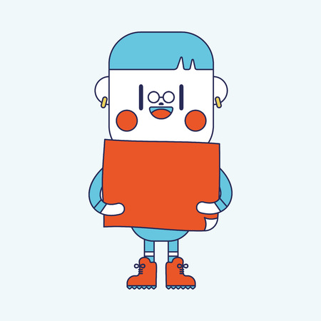 Character illustration design. boy board cartoonのイラスト素材