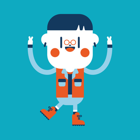 Character illustration design. boy happy cartoonのイラスト素材