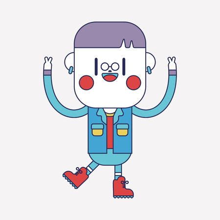 Character illustration design. boy happy cartoon,epsのイラスト素材