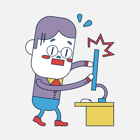 Character illustration design. Businessman broken computer cartoon,epsのイラスト素材
