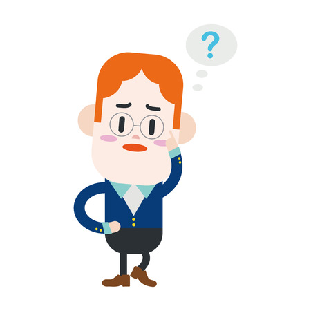 Character illustration design. Businessman having question cartoonのイラスト素材