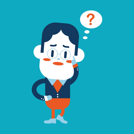 Character illustration design. Businessman having question cartoonのイラスト素材