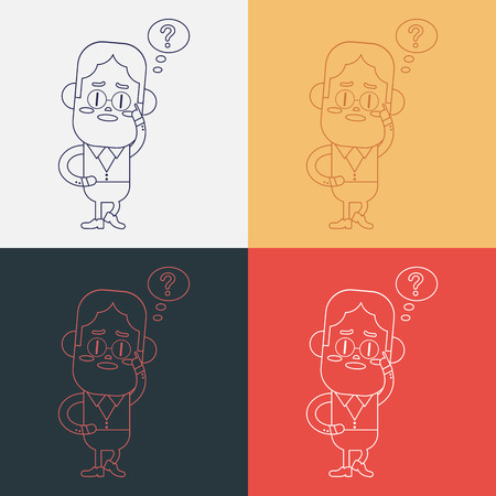 Character illustration design. Businessman having question cartoonのイラスト素材