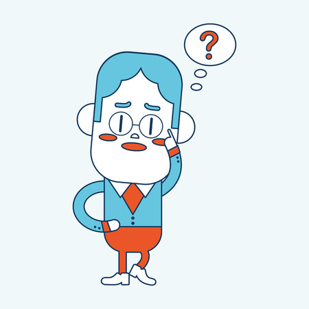 Character illustration design. Businessman having question cartoonのイラスト素材