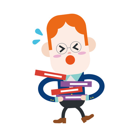 Character illustration design. Businessman busy cartoonのイラスト素材