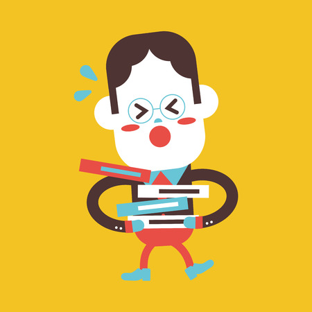 Character illustration design. Businessman busy cartoonのイラスト素材