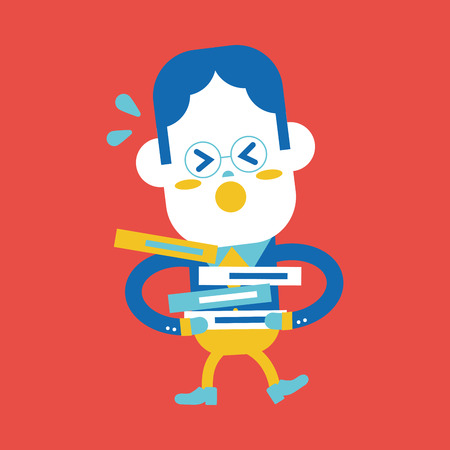 Character illustration design. Businessman busy cartoonのイラスト素材