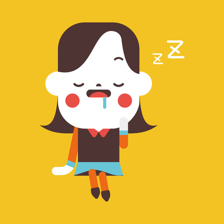 Character illustration design. Businesswoman dozing cartoonのイラスト素材