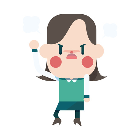 Character illustration design. Businesswoman angry cartoonのイラスト素材