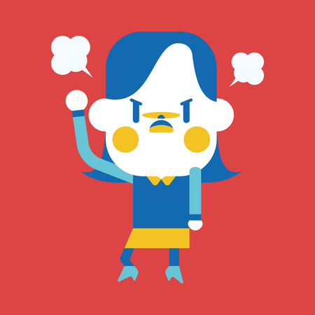 Character illustration design. Businesswoman angry cartoonのイラスト素材