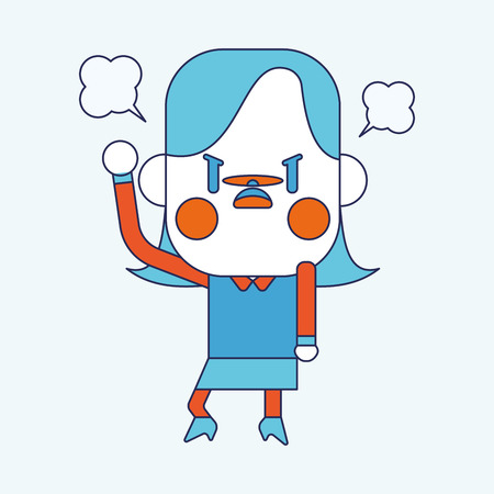 Character illustration design. Businesswoman angry cartoonのイラスト素材
