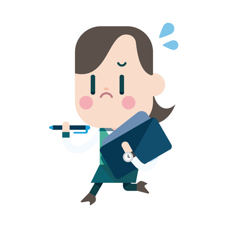 Character illustration design. Businesswoman busy cartoonのイラスト素材
