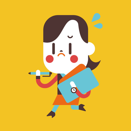 Character illustration design. Businesswoman busy cartoonのイラスト素材
