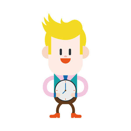 Character illustration design. Businessman on time cartoon,epsのイラスト素材