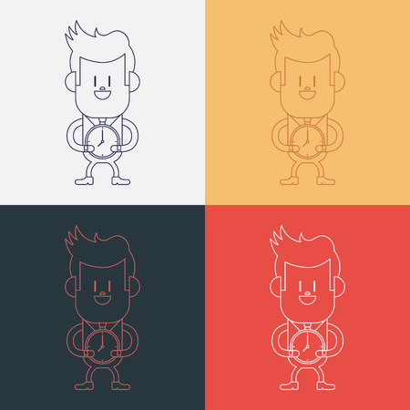 Character illustration design. Businessman on time cartoon,epsのイラスト素材
