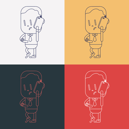 Character illustration design. Businessman using cell phone cartoonのイラスト素材