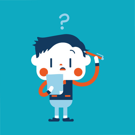 Character illustration design. Businessman having question cartoonのイラスト素材
