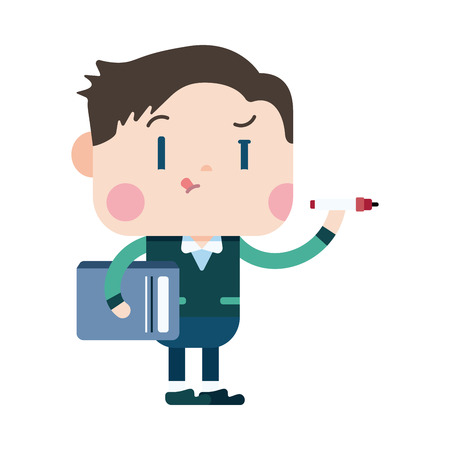 Character illustration design. Businessman writing cartoonのイラスト素材