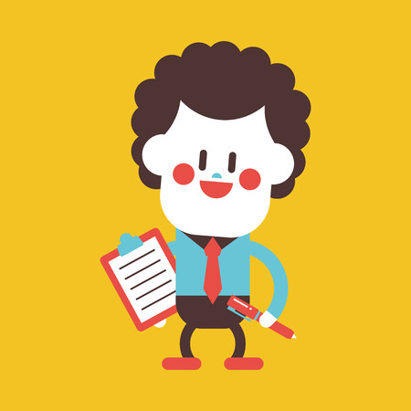 Character illustration design. Businessman writing cartoonのイラスト素材