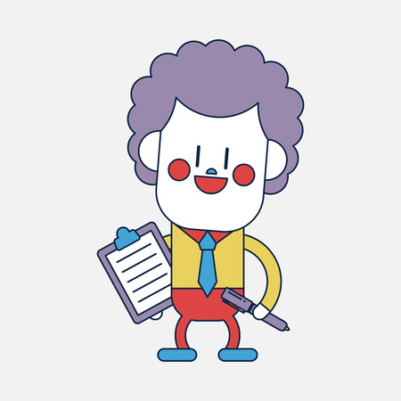 Character illustration design. Businessman writing cartoonのイラスト素材