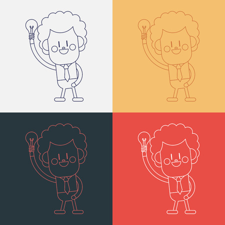Character illustration design. Businessman thinking cartoonのイラスト素材