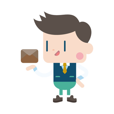 Character illustration design. Businessman sending letter cartoonのイラスト素材