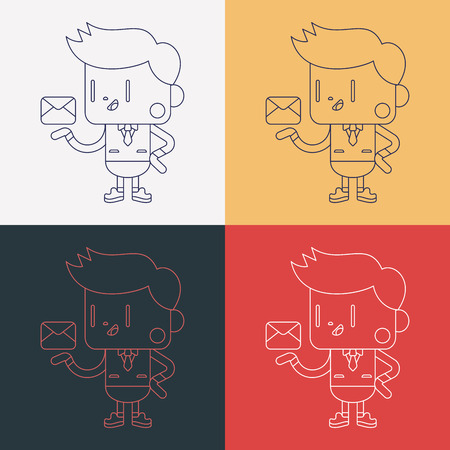 Character illustration design. Businessman sending letter cartoon,epsのイラスト素材