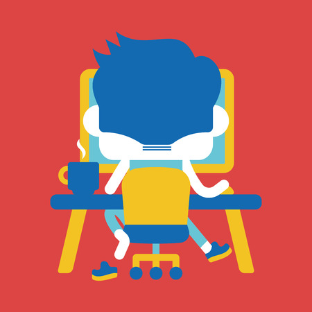 Character illustration design. Businessman using computer cartoon,epsのイラスト素材