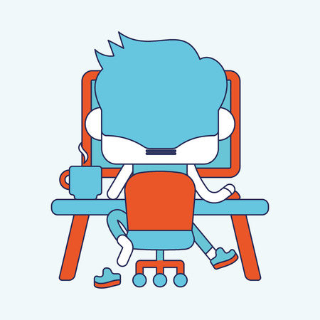 Character illustration design. Businessman using computer cartoonのイラスト素材