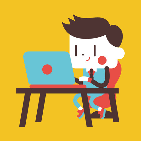 Character illustration design. Businessman using computer cartoonのイラスト素材