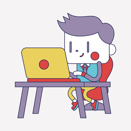 Character illustration design. Businessman using computer cartoonのイラスト素材