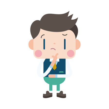 Character illustration design. Businessman thinking cartoonのイラスト素材