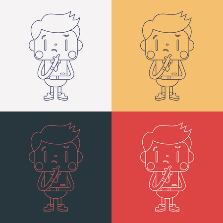 Character illustration design. Businessman thinking cartoonのイラスト素材