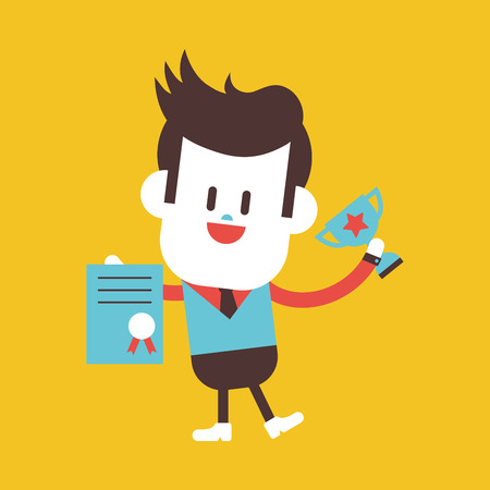 Character illustration design. Businessman winner cartoonのイラスト素材