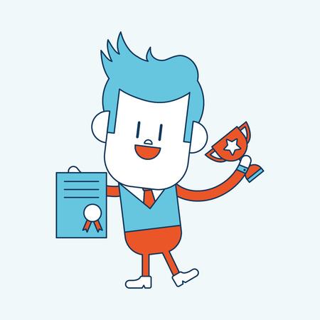 Character illustration design. Businessman winner cartoonのイラスト素材