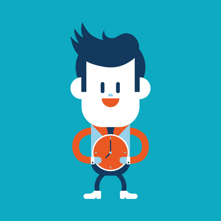 Character illustration design. Businessman on time cartoonのイラスト素材