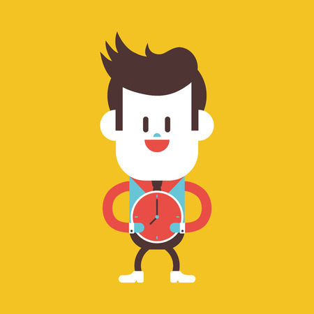 Character illustration design. Businessman on time cartoonのイラスト素材