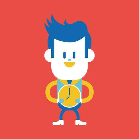 Character illustration design. Businessman on time cartoonのイラスト素材