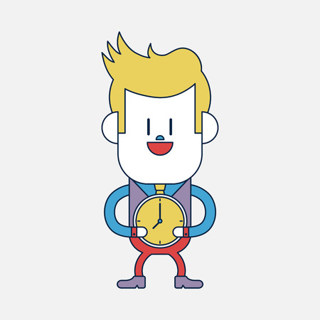 Character illustration design. Businessman on time cartoonのイラスト素材