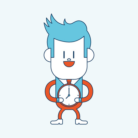 Character illustration design. Businessman on time cartoonのイラスト素材