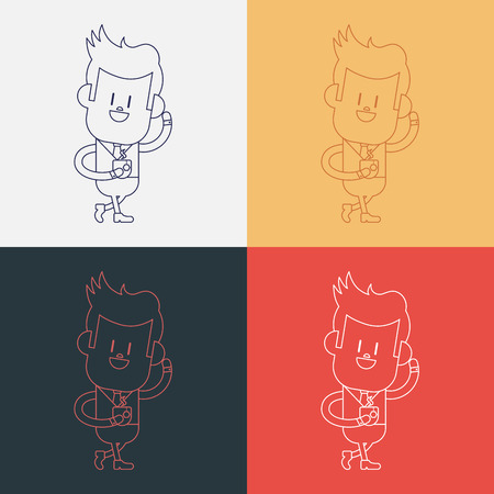 Character illustration design. Businessman drinking coffee cartoonのイラスト素材