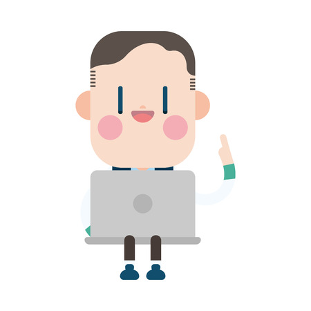 Character illustration design. Businessman using computer cartoonのイラスト素材